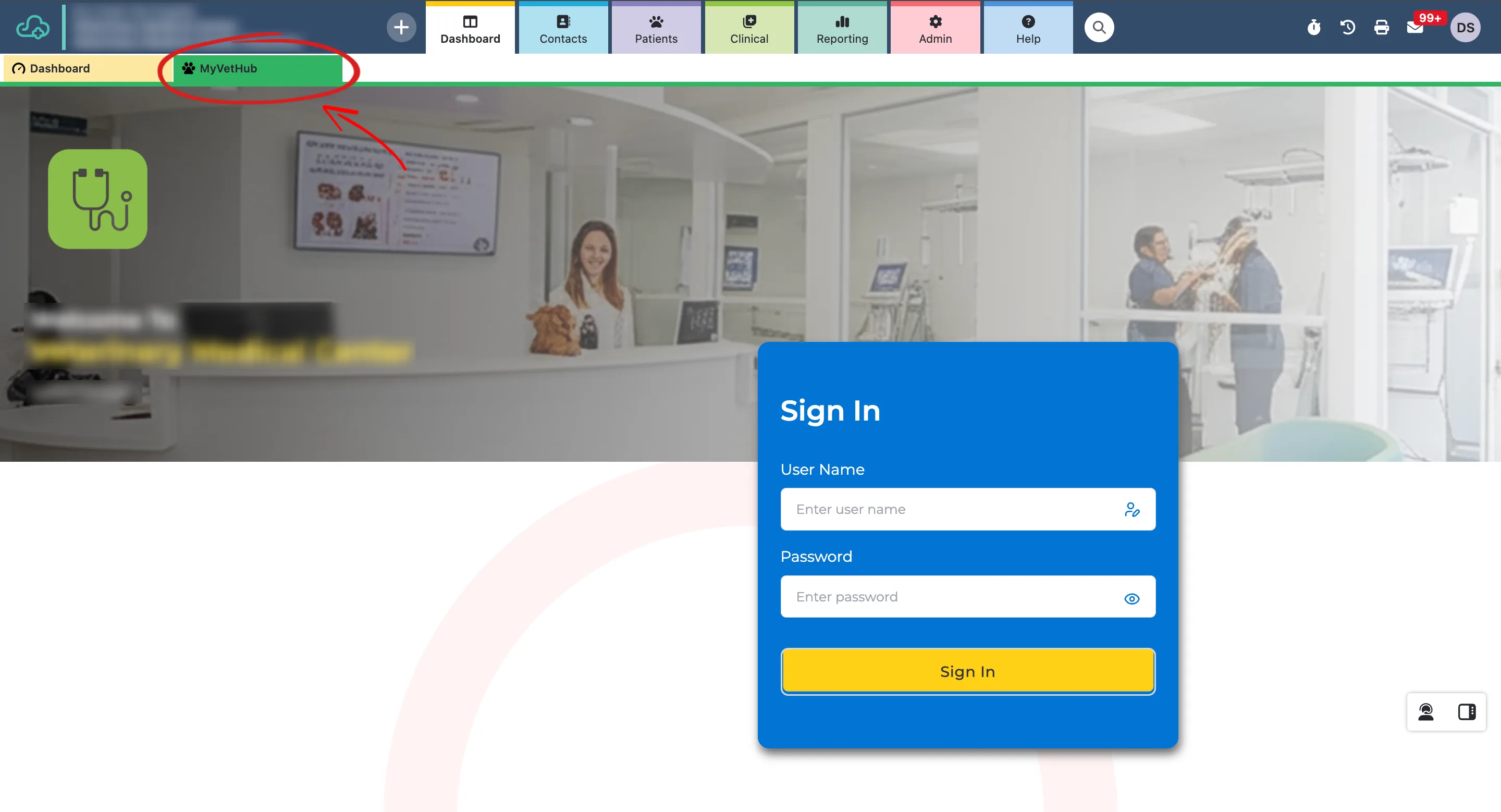 Sign into MyVetHub Admin Portal